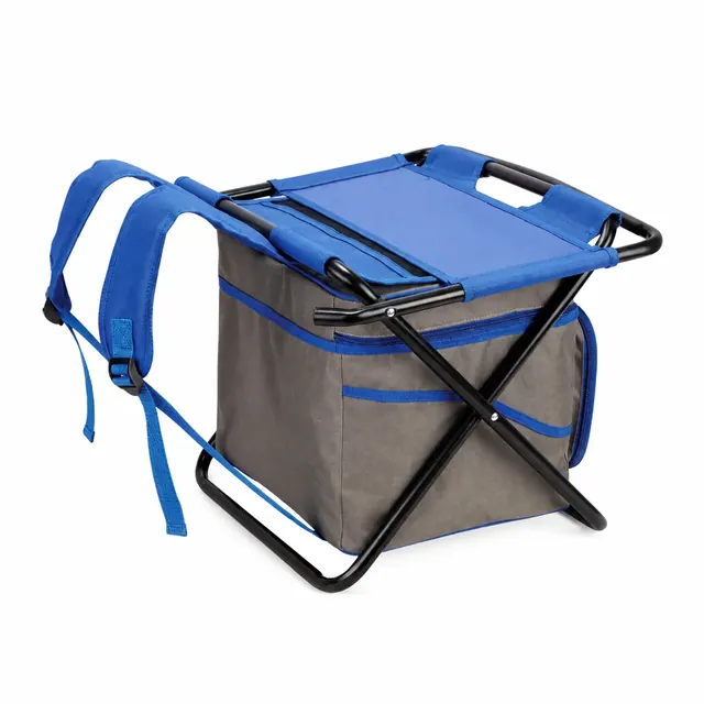 2-in-1 Portable Backpack with Folding Chair Cooler 34×27.5×27cm