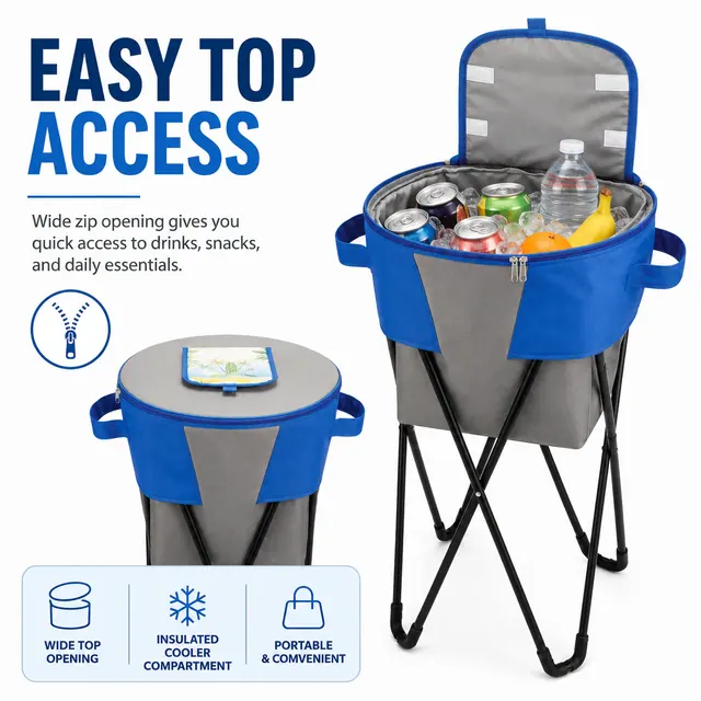 2-in-1 Portable Folding Stool Cooler Bag 45×45×86cm — construction detail view 2