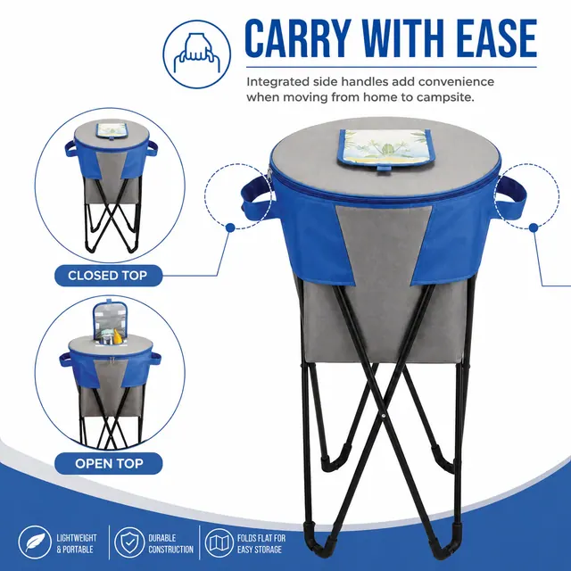 2-in-1 Portable Folding Stool Cooler Bag 45×45×86cm — construction detail view 3