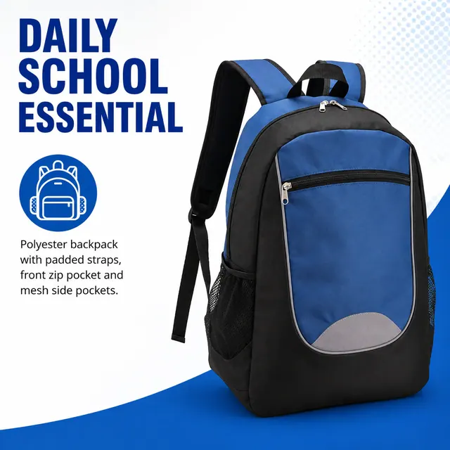 Kids School Backpack — 31.5 x 16.5 x 45 cm — construction detail view 4