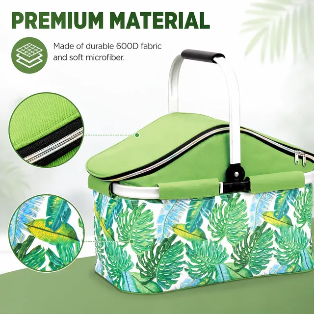 Portable Beer Bottle Cooler Basket 600D+Microfiber 44×25×34cm — construction detail view 1