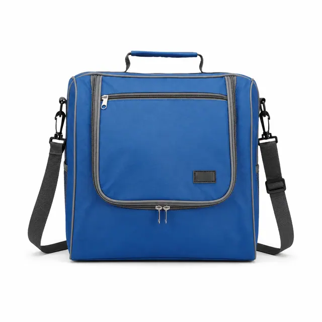 Blue Insulated Lunch Bag with Adjustable Shoulder Strap (Polyester, 34×24×31.5 cm)