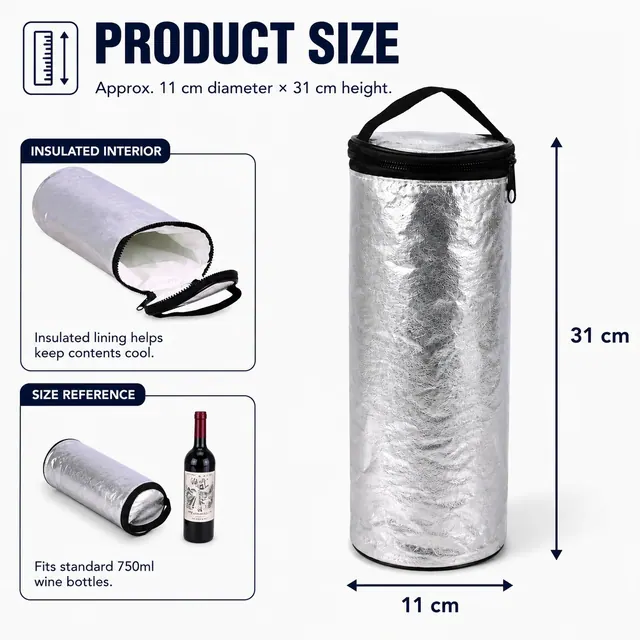 Bottle Cooler Bag (11*31cm, Aluminium, China Manufacture) — construction detail view 1