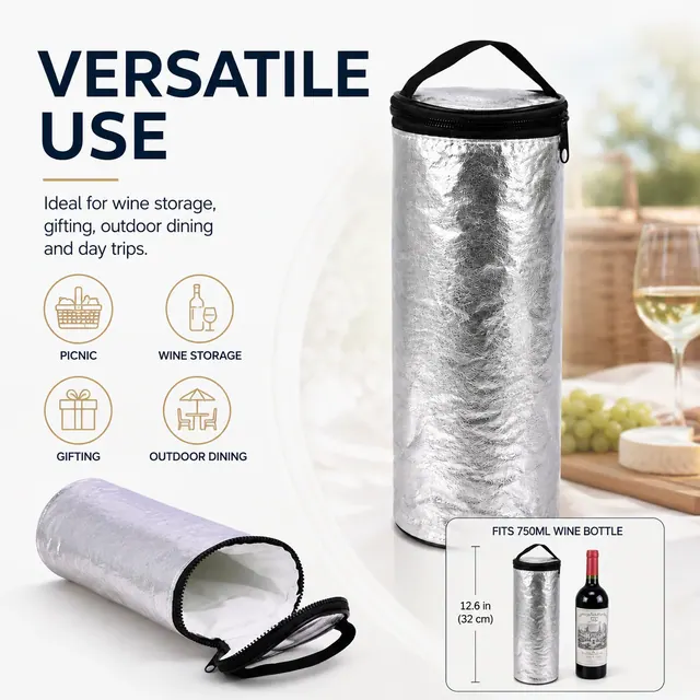 Bottle Cooler Bag (11*31cm, Aluminium, China Manufacture) — construction detail view 4