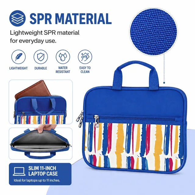 11" Business Laptop Case — Portable Slim Computer Bag, 28×3×22 cm — construction detail view 2