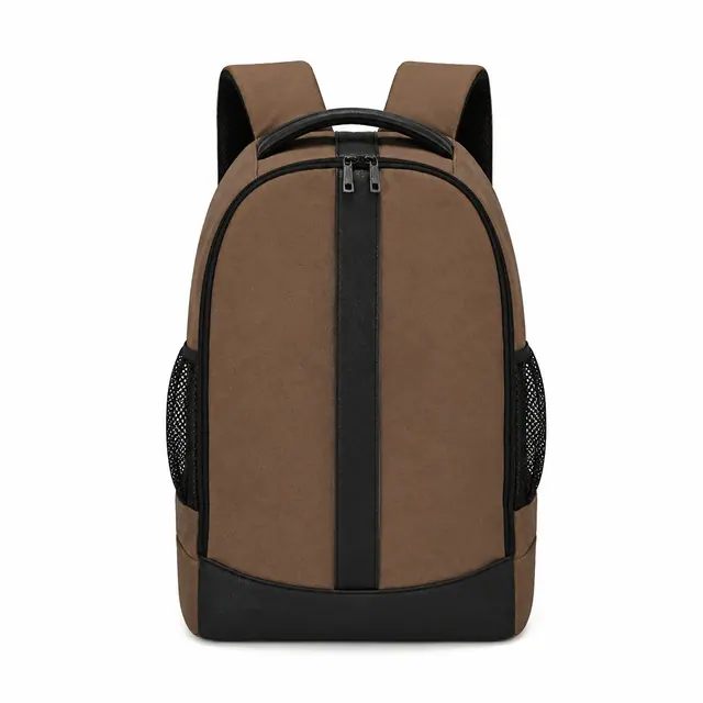Camera & Laptop Backpack — Canvas + PU, 32×15×47 cm