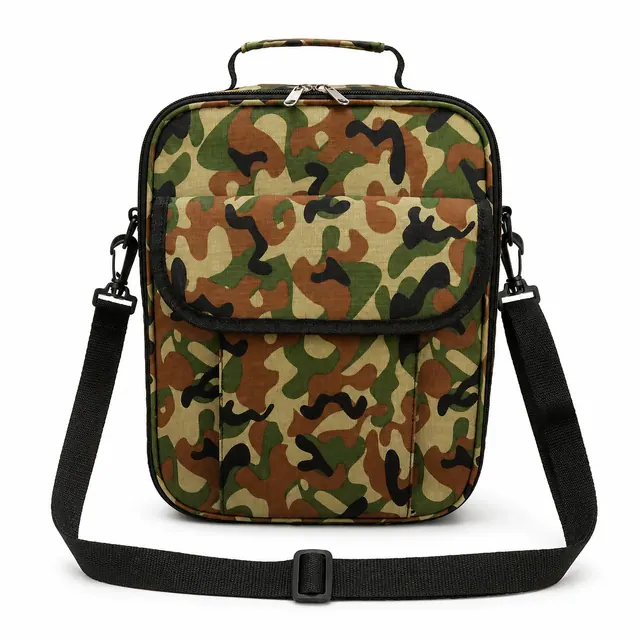 Camouflage Insulated Lunch Bag with Adjustable Shoulder Strap (23×12×30 cm)