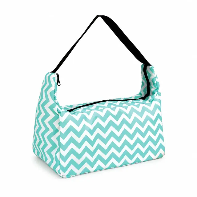 Chevron Insulated Lunch Bag with Adjustable Shoulder Strap (Microfiber Printing, 23×14×26 cm)