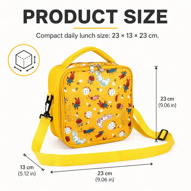 Mini Picnic Lunch Cooler Bag (600D Polyester + PEVA, 23×13×23 cm) — construction detail view 1