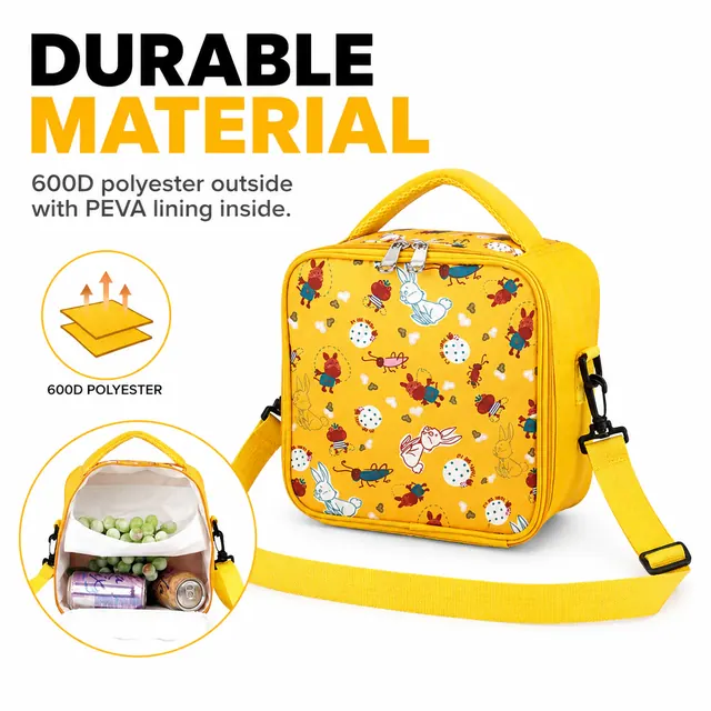 Mini Picnic Lunch Cooler Bag (600D Polyester + PEVA, 23×13×23 cm) — construction detail view 2