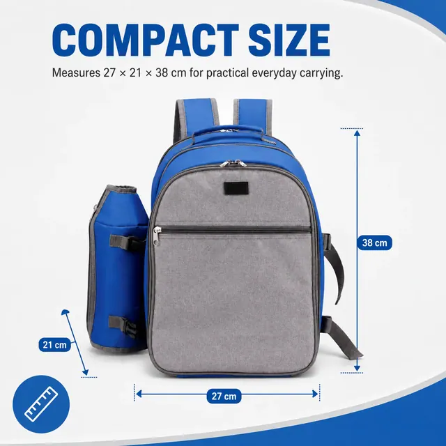 Cooler Picnic Backpack Set for Children - Custom (Polyester, 27*21*38cm) — construction detail view 3