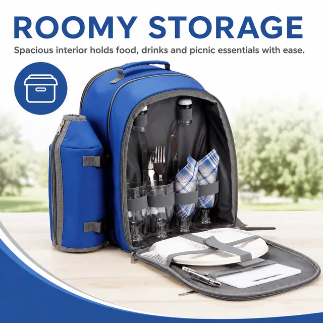 Cooler Picnic Backpack Set for Children - Custom (Polyester, 27*21*38cm) — construction detail view 4