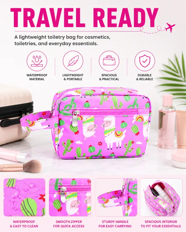 Waterproof Cosmetic Bag — Microfiber, 20.5×7×14.5 cm — construction detail view 2