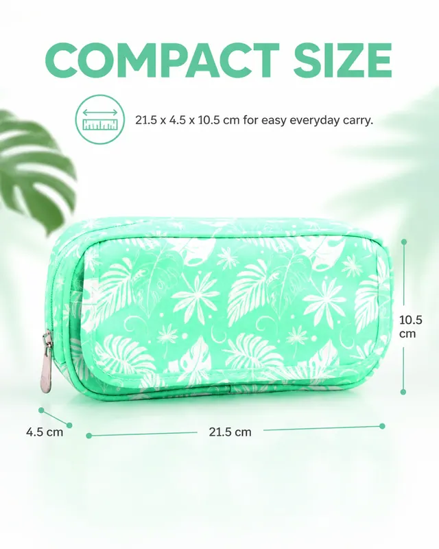 Waterproof Canvas Cosmetic Bag — 21.5 x 4.5 x 10.5 cm — construction detail view 1