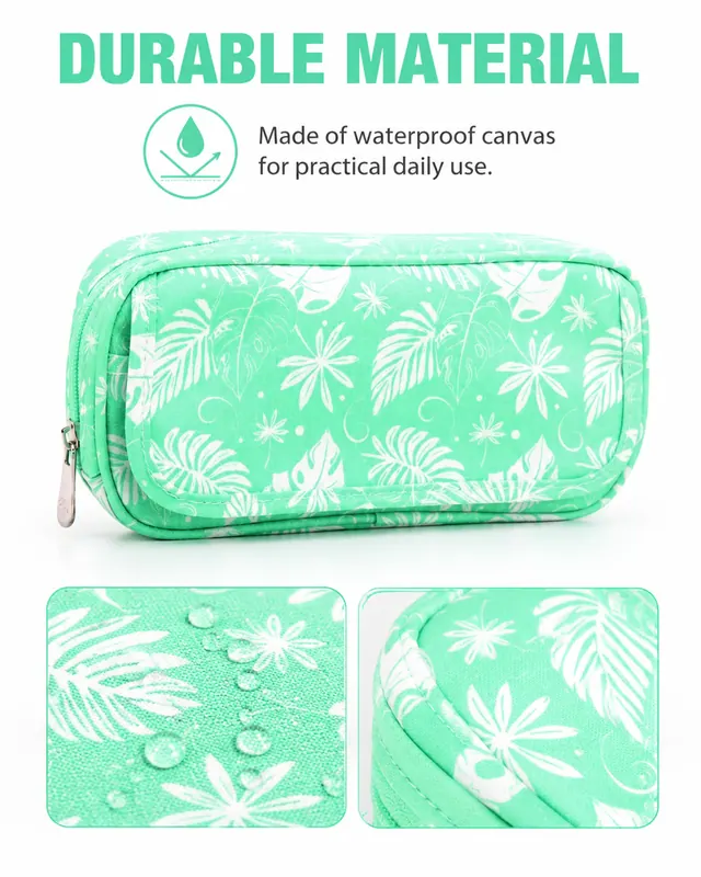Waterproof Canvas Cosmetic Bag — 21.5 x 4.5 x 10.5 cm — construction detail view 2