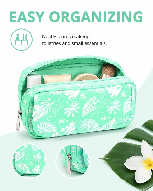 Waterproof Canvas Cosmetic Bag — 21.5 x 4.5 x 10.5 cm — construction detail view 3