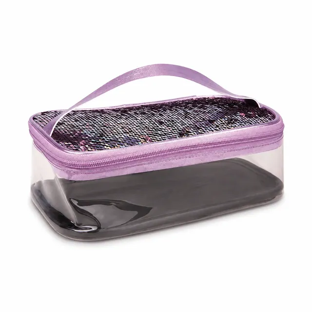 Transparent Sequin Travel Cosmetic Bag — 22.5 x 14.5 x 6.5 cm