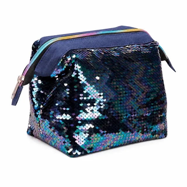 Iridescent Sequin Travel Cosmetic Bag — (25+18) x 11.5 x 14 cm