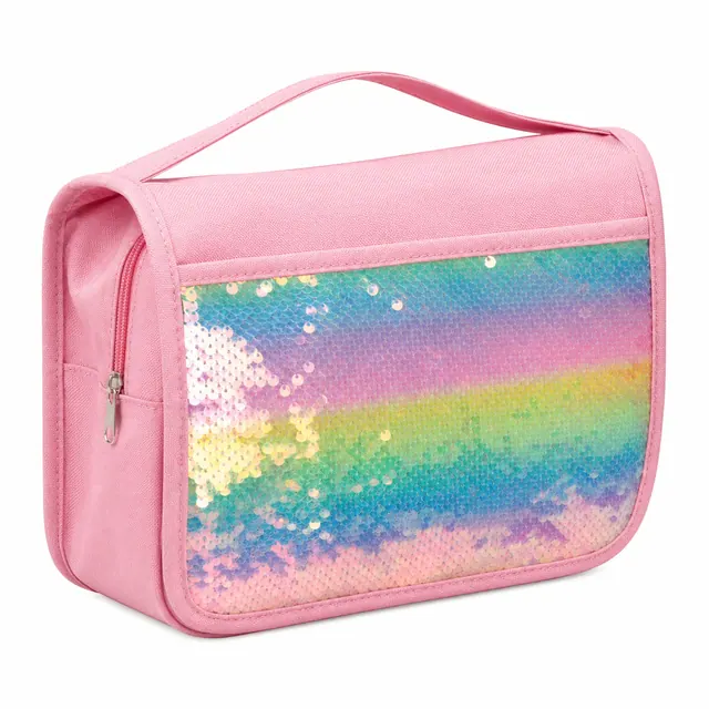 Rainbow Sequin Hanging Travel Cosmetic Bag — 23.5 x 8.5 x 18 cm