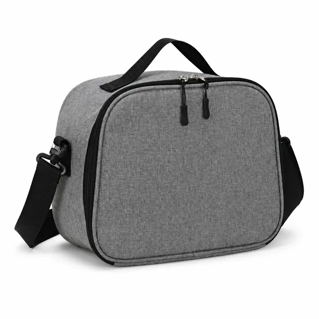 Custom Grey Insulated Lunch Bag with Strap (Melange, 25.5×12×20 cm)