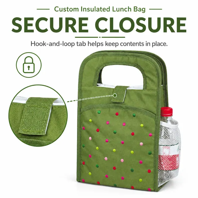 Custom Insulated Lunch Bag Wholesale (600D Polyester, 22.5×13×34 cm) — construction detail view 3
