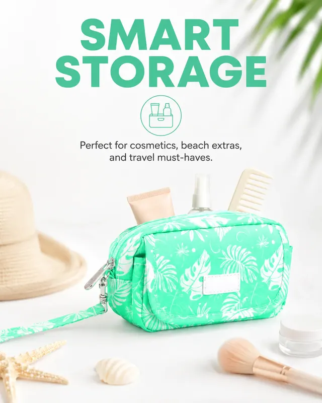 Custom Logo Water-Resistant Summer Beach Pouch — 16.5 x 5 x 9.5 cm — construction detail view 3