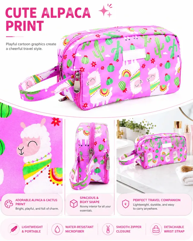 Custom Printed Travel Makeup Bag & Cosmetic Pouch — 24 x 8.5 x 13 cm — construction detail view 4