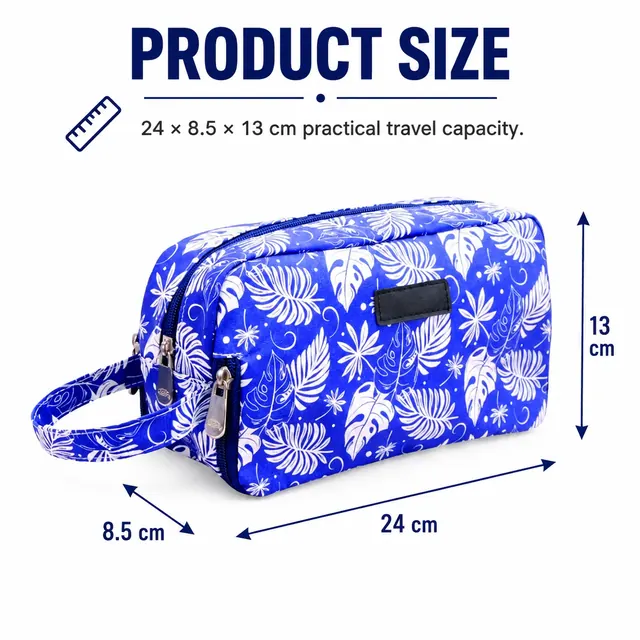 Custom Printed Wholesale Cosmetic Bag — 24 x 8.5 x 13 cm — construction detail view 1