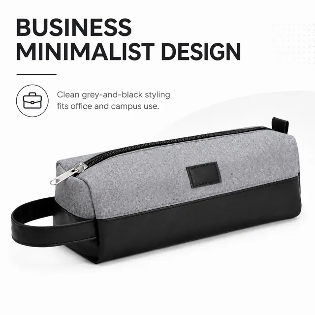 Customizable Two-Tone Stationery Pouch — 23.5 x 8 x 8 cm — construction detail view 2