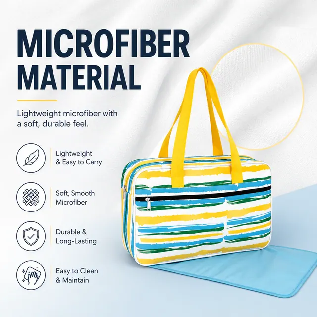 Microfiber Baby Diaper Handbag — 38 x 12 x 25 cm — construction detail view 3