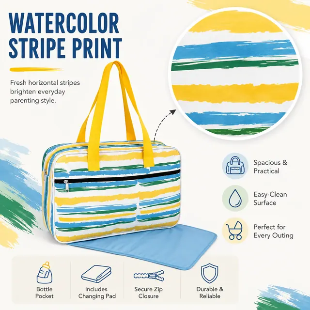 Microfiber Baby Diaper Handbag — 38 x 12 x 25 cm — construction detail view 4
