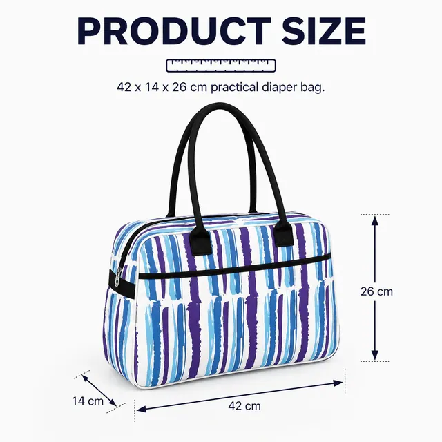 Microfiber Baby Diaper Boston Bag — 42 x 14 x 26 cm — construction detail view 1