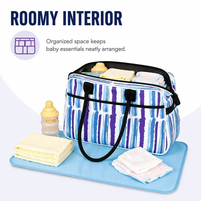 Microfiber Baby Diaper Boston Bag — 42 x 14 x 26 cm — construction detail view 3