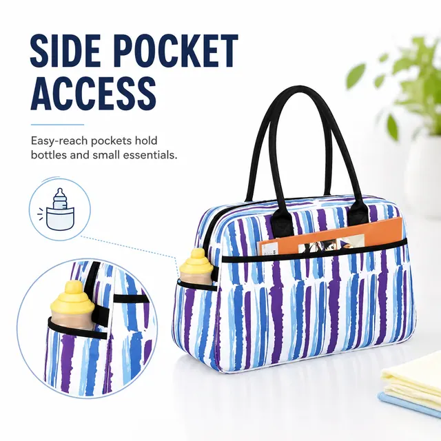 Microfiber Baby Diaper Boston Bag — 42 x 14 x 26 cm — construction detail view 4