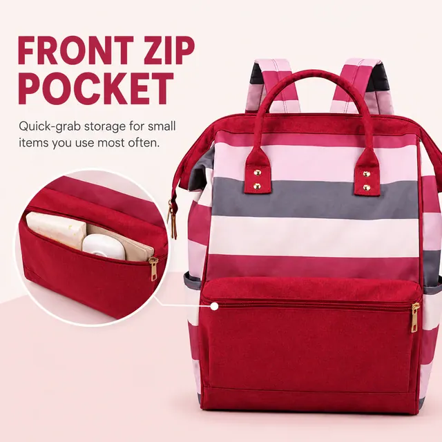 Wide-Open Baby Diaper Backpack — 26 x 17 x 39 cm — construction detail view 3