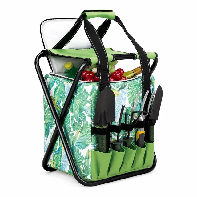 Multi-Function Camping Folding Chair Cooler Bag 600D+Microfiber 27.5×27.5×35cm
