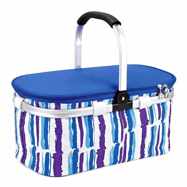 Folding Portable Picnic Basket for Outdoor Party (600D Polyester + PEVA, 42*22*22cm)