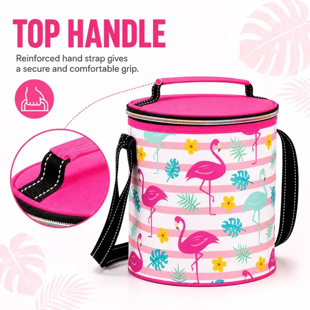 Hand-Held Ice Cooler Bag for School (600D + Microfiber, 19.2x19.2x21.5 cm) — construction detail view 3
