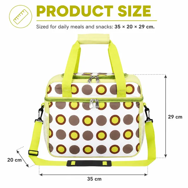 Insulated Lunch Bag with Shoulder Strap and Dual Carrying Options (600D Polyester + PEVA, 35x20x29 cm) — construction detail view 1