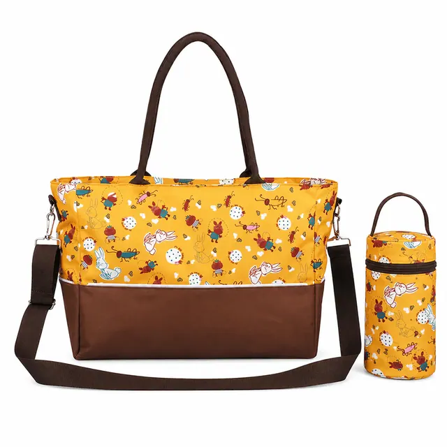 Luxury Baby Diaper Tote Bag with Bottle Holder — 40 x 18 x 29 cm
