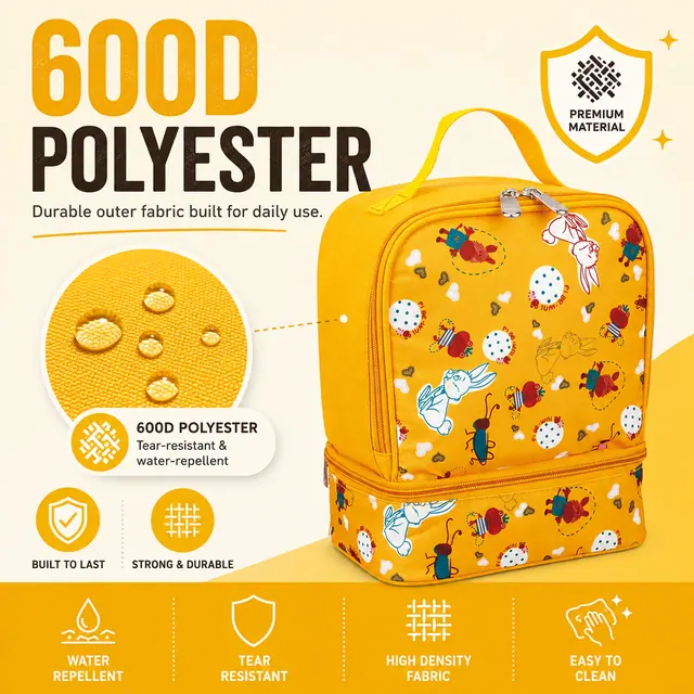 Mini Cooler Bag - Insulated Picnic & Lunch Bag (600D Polyester + PEVA, 21x12x25cm) — construction detail view 2