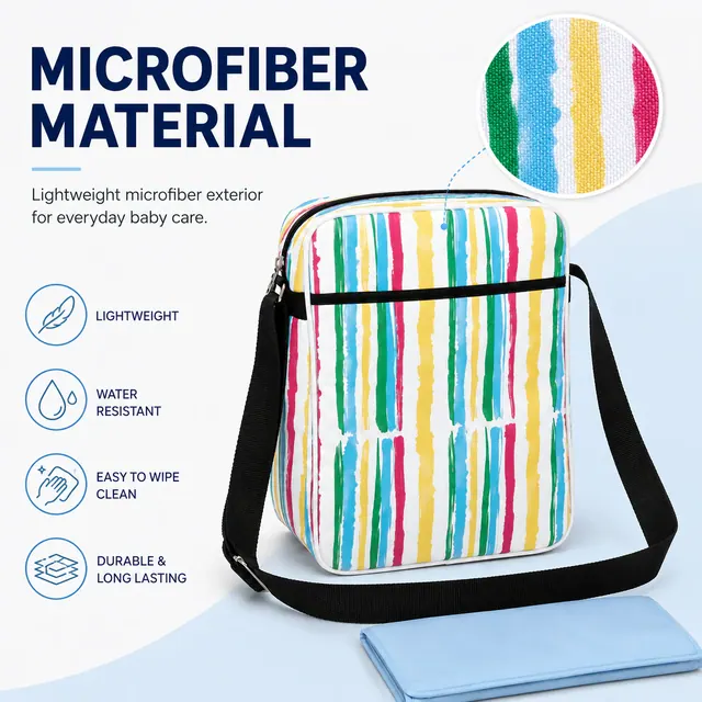 Multifunctional Baby Diaper Crossbody Bag — 27 x 13 x 35 cm — construction detail view 2