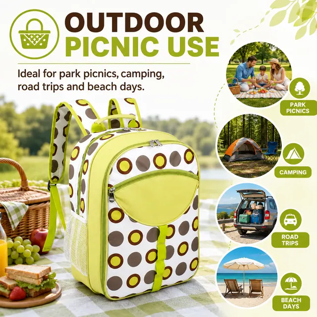 Picnic Backpack with Utensil Storage (600D Polyester + PEVA, 29*18*42cm) — construction detail view 4