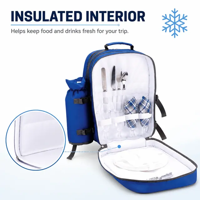 Picnic Bag Insulated Tableware Set - Wholesale (Polyester, 28*21.5*40cm) — construction detail view 1