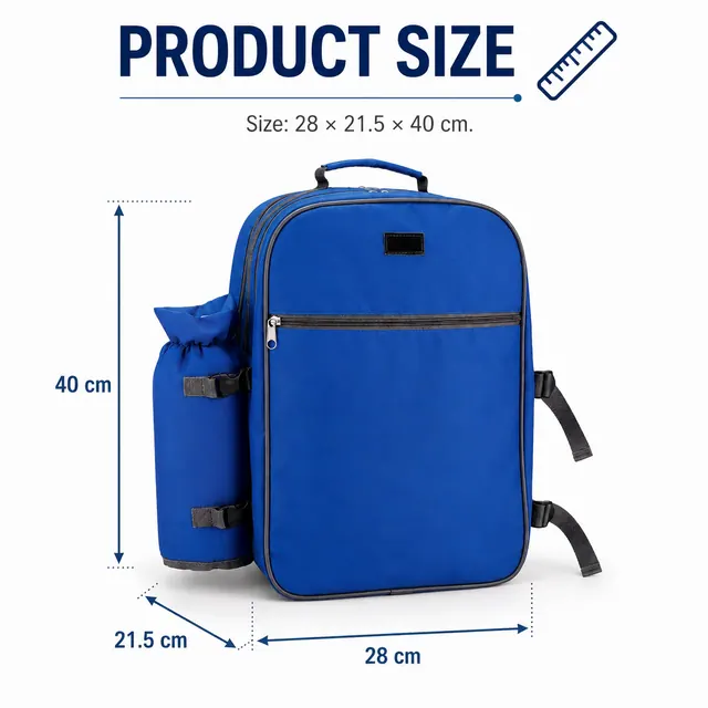 Picnic Bag Insulated Tableware Set - Wholesale (Polyester, 28*21.5*40cm) — construction detail view 4