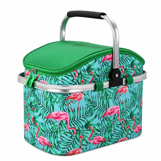 Picnic Folding Cooler Basket for Camping 600D Polyester 37×22×30cm