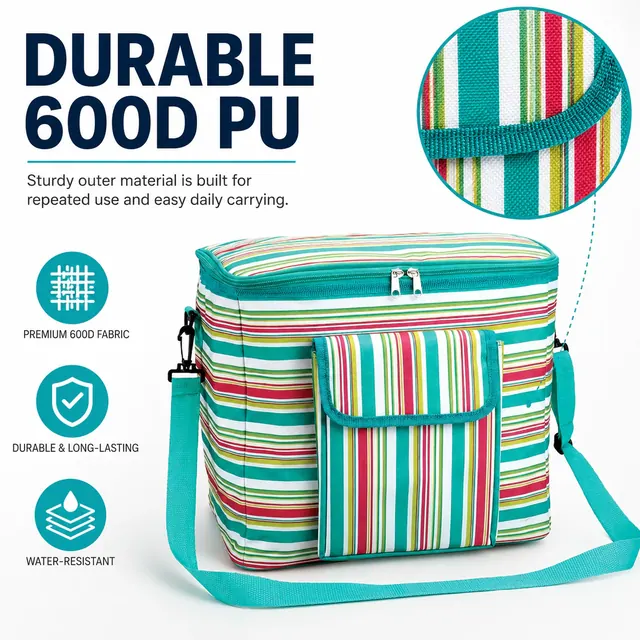 Picnic & Lunch Cooler Bag (600D PU, 35x26x32cm) — construction detail view 2