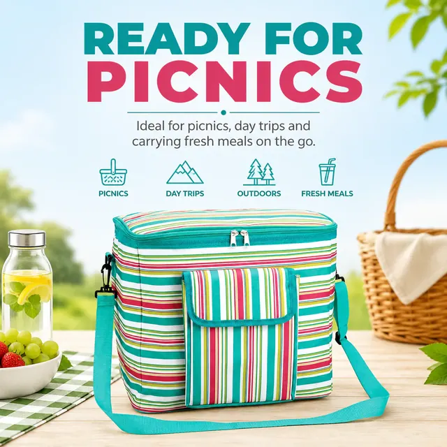 Picnic & Lunch Cooler Bag (600D PU, 35x26x32cm) — construction detail view 4
