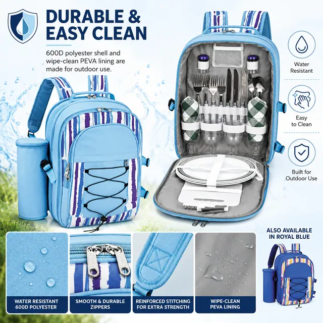 Picnic Bag - Insulated Cooler (600D Polyester + PEVA, 31x18x43cm) — construction detail view 4