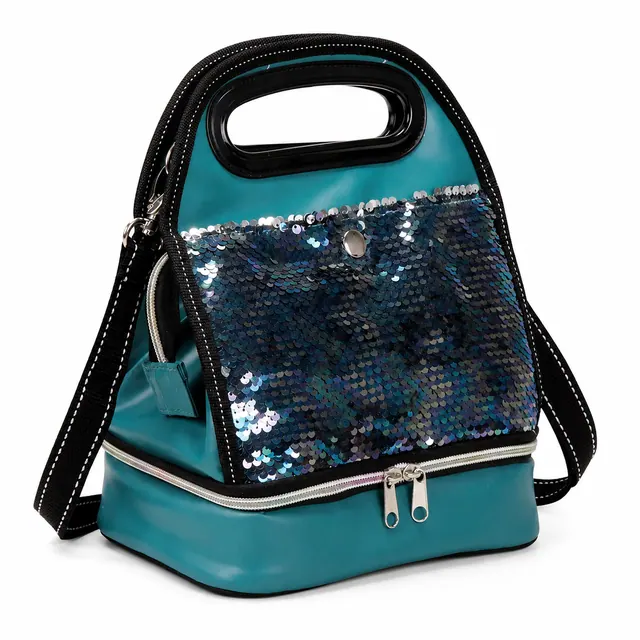 Portable Lunch Cooler Bag for Thermal Food (600D + Microfiber, 22x15.5x19cm)